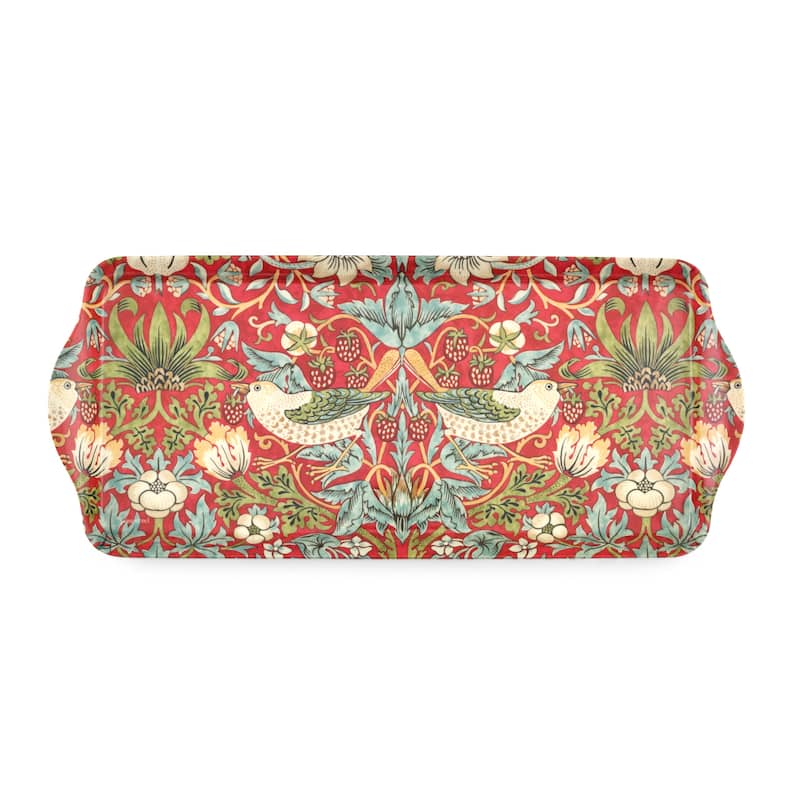 Pimpernel Morris and Co Strawberry Thief Sandwich Tray - 15.25 x 6.5 inch - Red