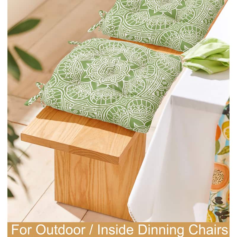 Indoor/Outdoor Chair Seat Cushion, Tufted, Weather, and Fade Resistant, 19" x 19"