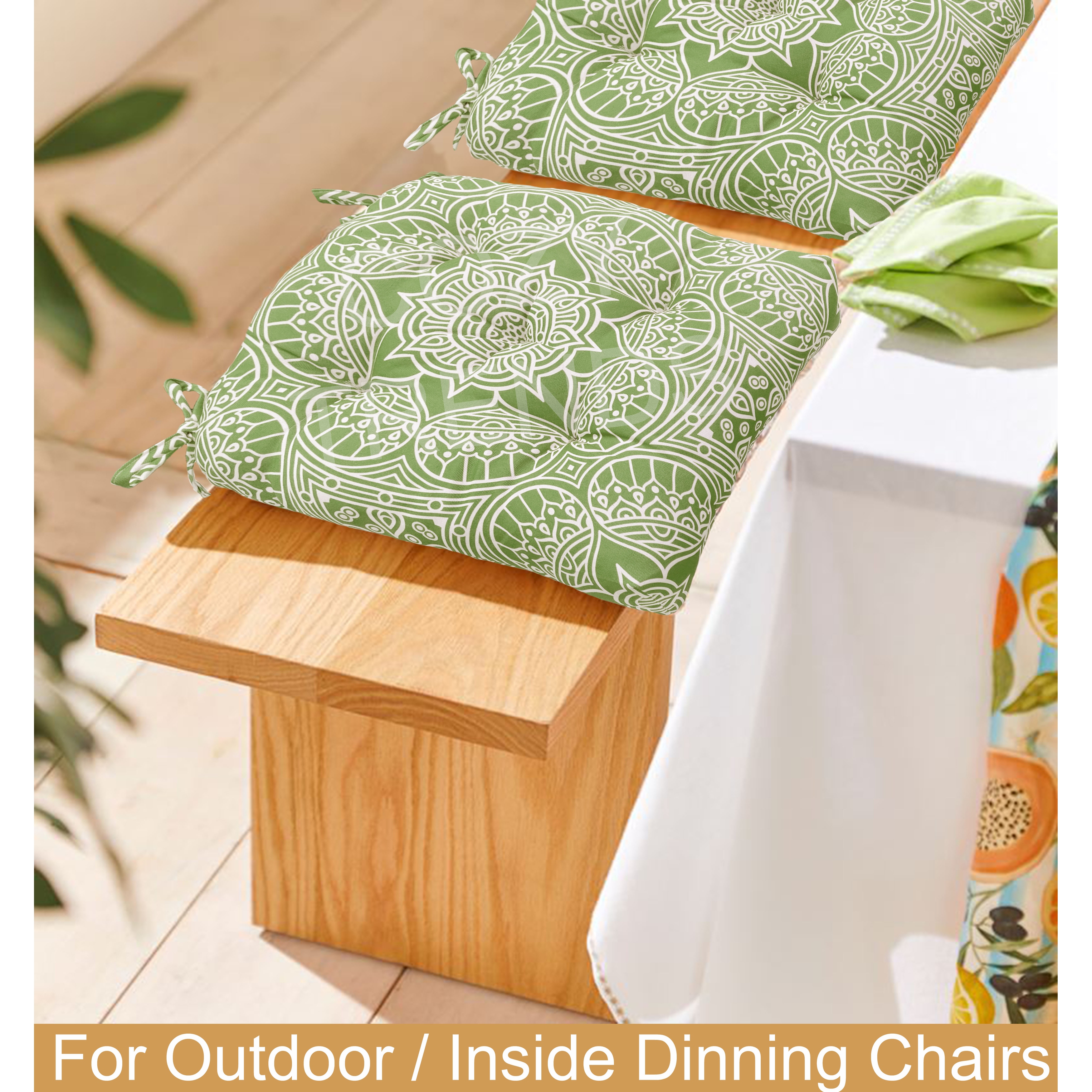 Indoor Outdoor Chair Seat Cushion Tufted Weather and Fade Resistant 19 x 19 Orange