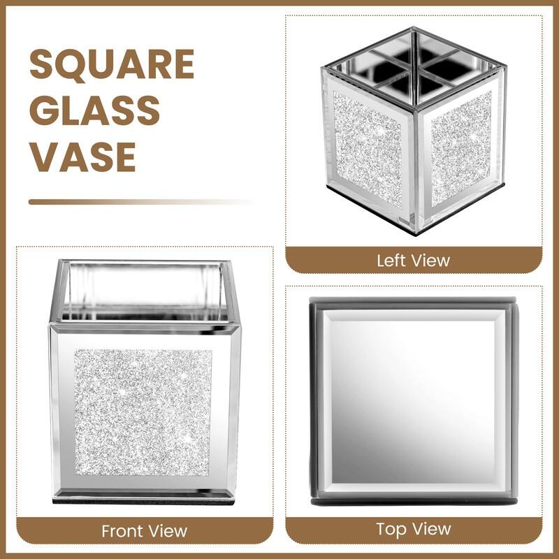 Square Mirrored Glass Table Vase (Set of 6)
