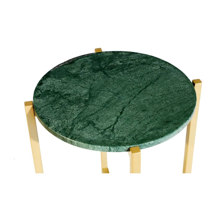 Marble Side Table For Living Room With Metal Frame-21 Inch Height