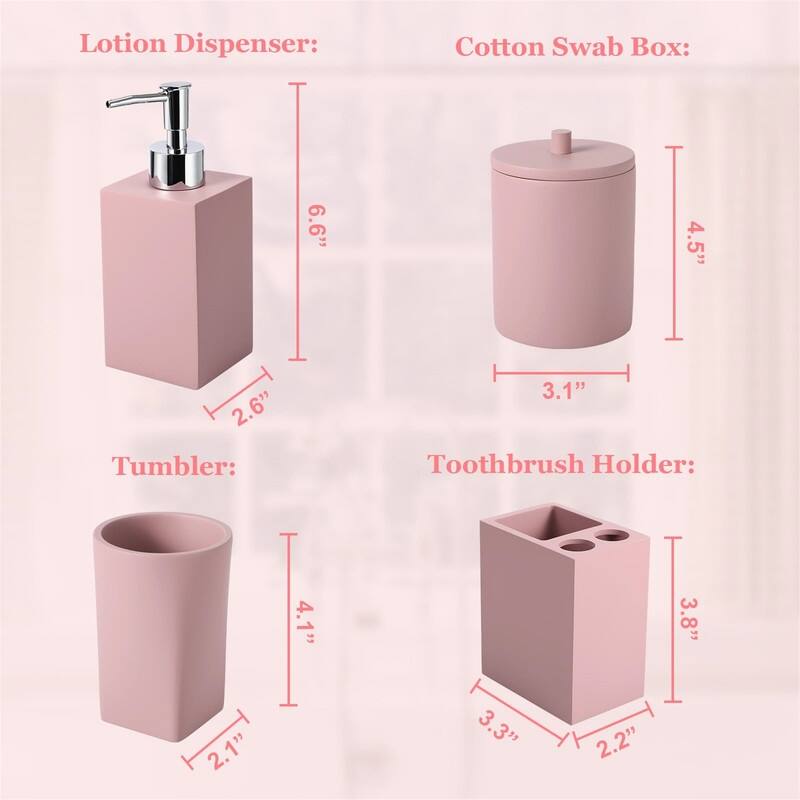 5Pcs Resin Pink Bathroom Sets