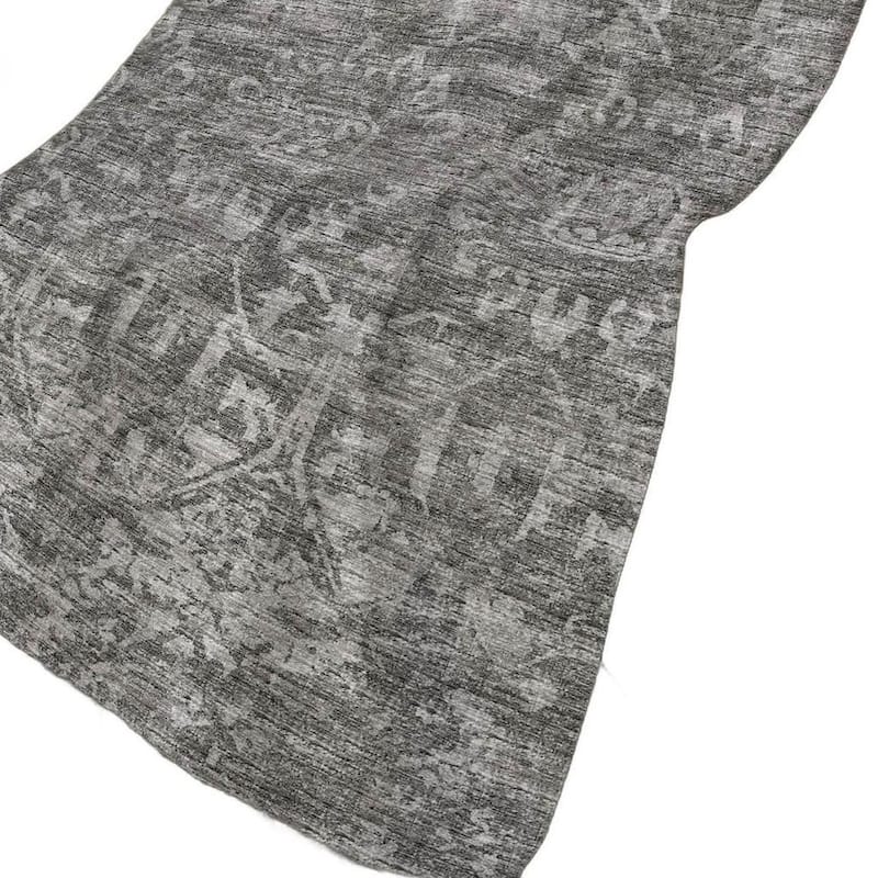 HomeRoots 50" X 70" Charcoal And Gray Damask Polyester Woven Plush Throw Blanket