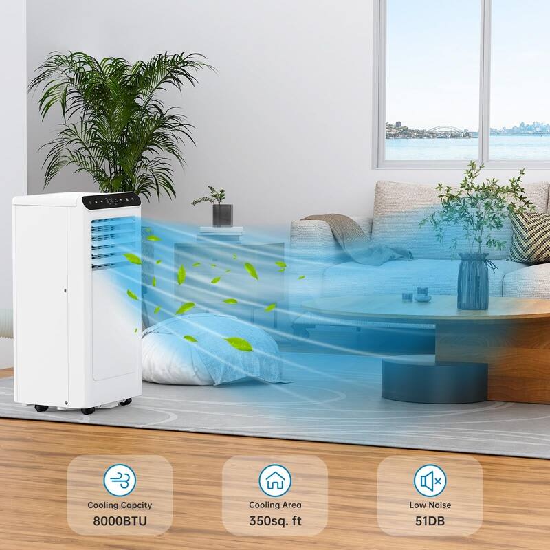 10,000 BTU Portable Air Conditioner, Cooling up for 450 Sq.Ft, 24H Timer & Remote Control