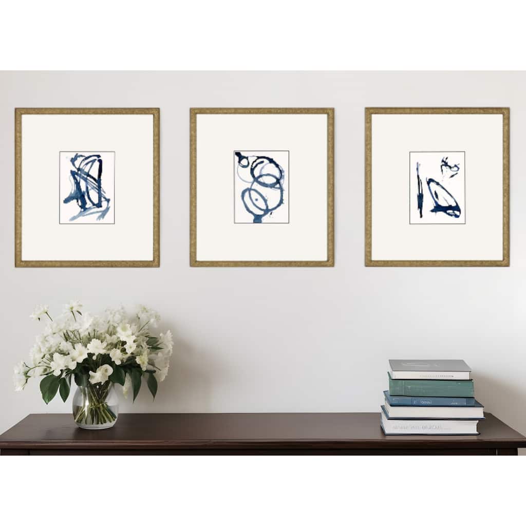 HomeRoots Set Of Three Mayhem II Framed Art Gold Picture Frame Print Wall Art