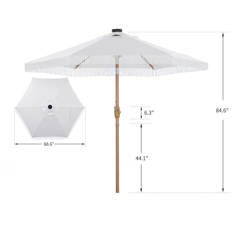 Autlaycil 7.5 ft Outdoor Patio Umbrella with 18 LED Lights Solar & Tassel.
