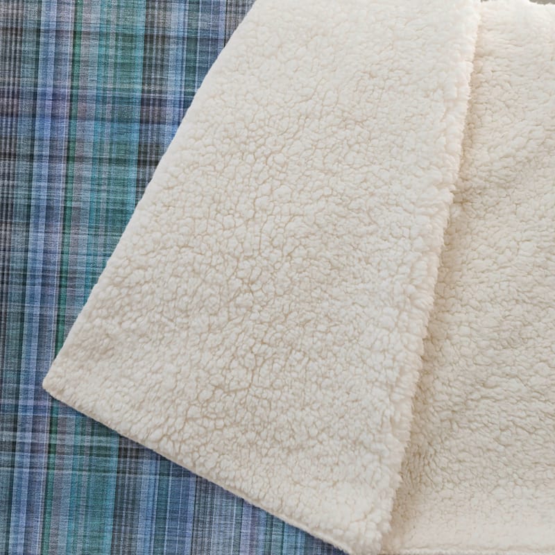 Premium Machine Washable Plaid Sherpa Throw Blanket