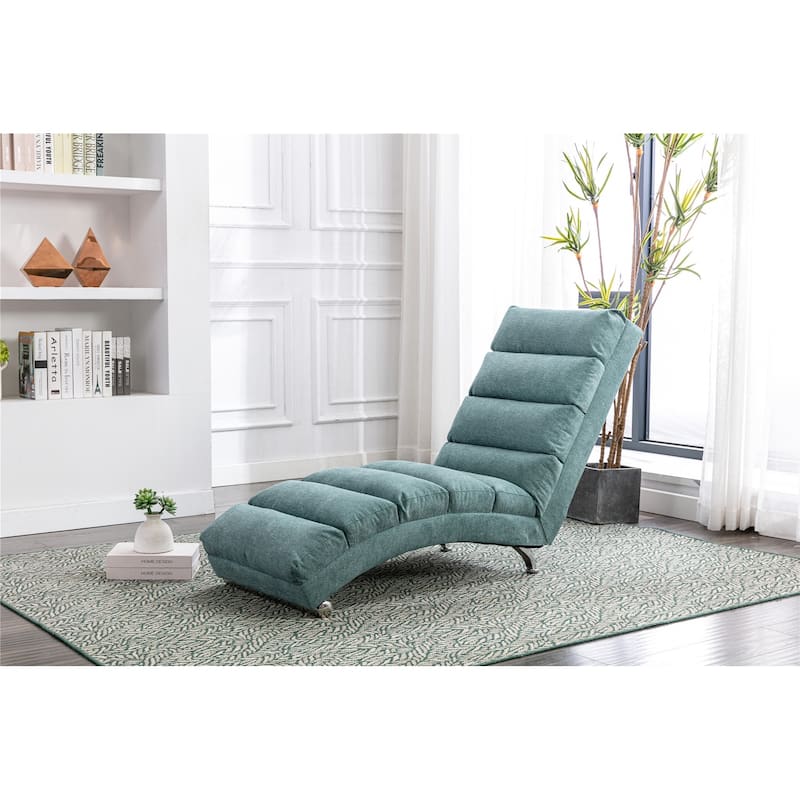 Linen Chaise Lounge Indoor Chair - 58.27 x 21.65 x 34.25 - Teal