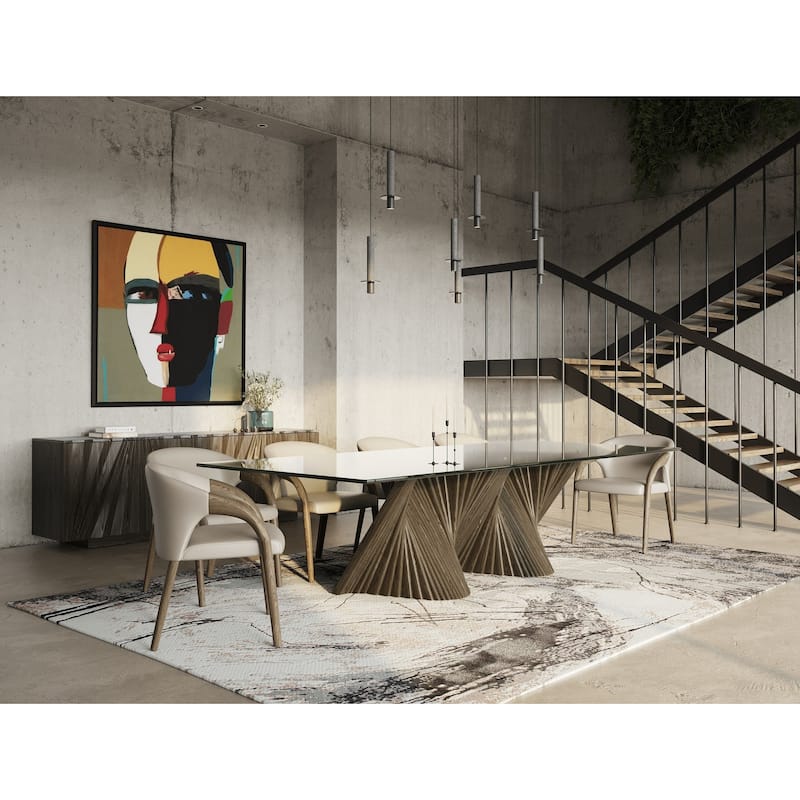 Modrest Wynetta Mid-Century Modern Grey Vegan Leather & Grey Ash Dining Chair