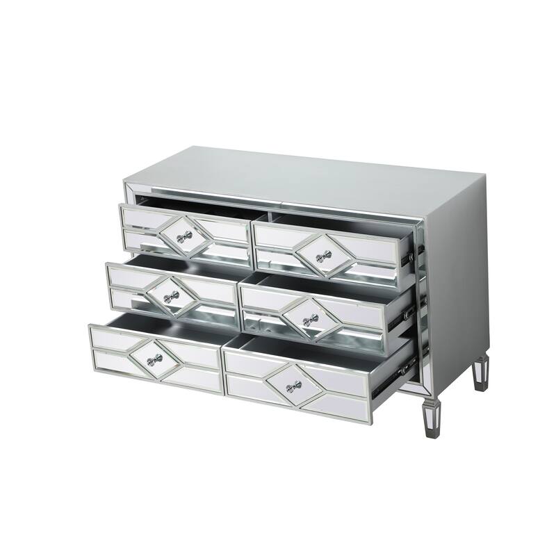 6 Drawer 48" Double Dresser - Silver