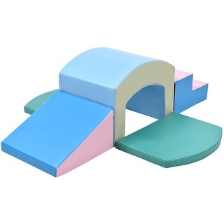 Soft Foam Playset for Toddlers, Single-Tunnel Foam Climber for Kids, Indoor Active Play Structure with Slide Stairs and Ramp