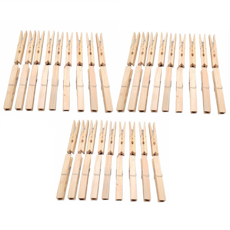 Handy Housewares 18-Piece Large 3.75" Long Wooden Clothespins, Great Wood Spring Clips for Everyday Clothes Hanging,... - 54-Piece