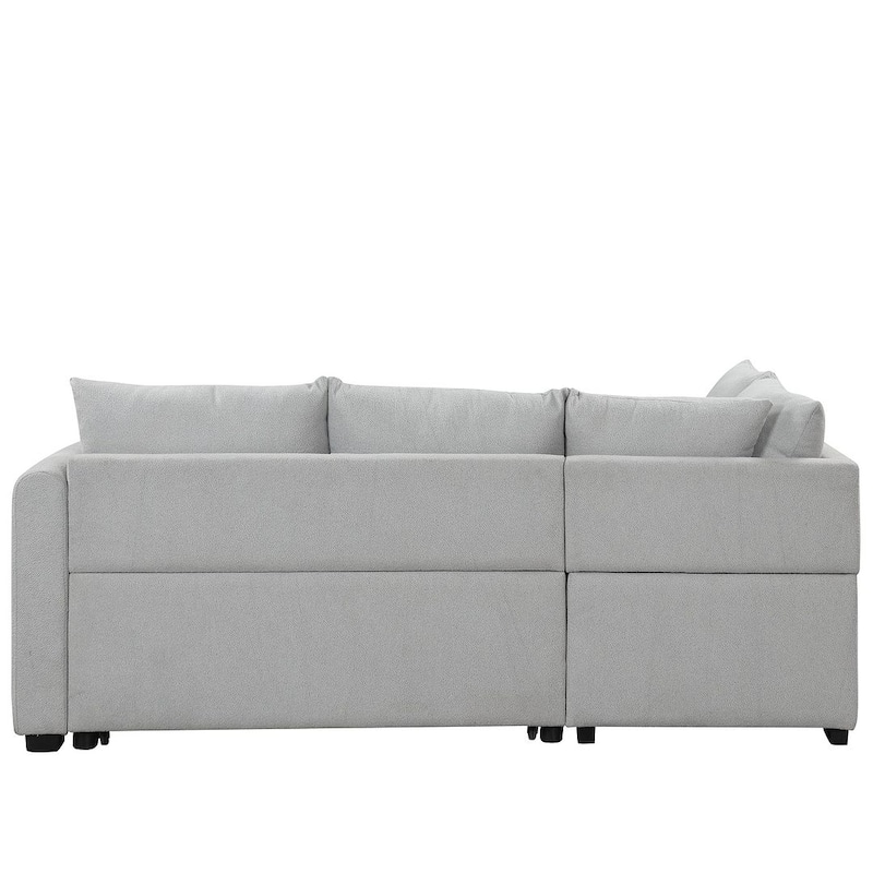 Upholstery Sleeper Sectional Sofa with Movable Storage Ottoman, L-shaped Sectional Pull Out Sofa Bed