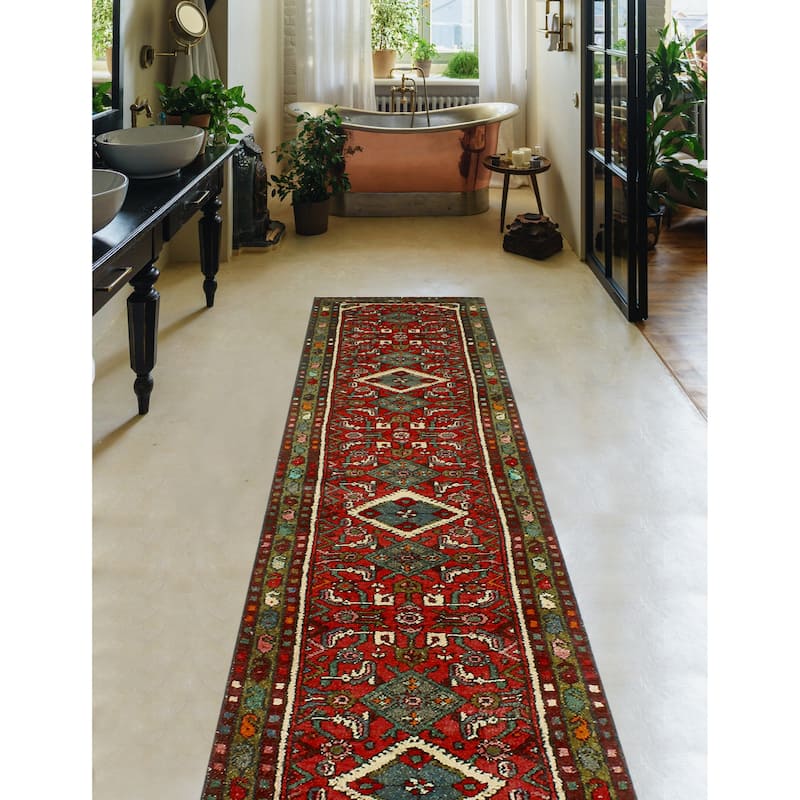 Fine Vintage Distressed Evelyn Red/Brown Runner - 2'5" x 12'8"