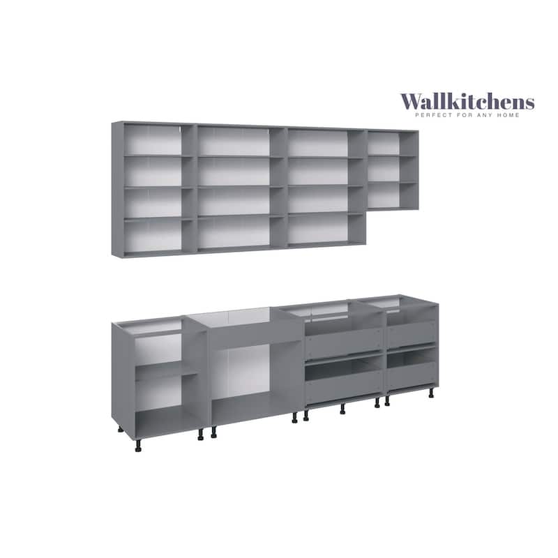 Kitchen Contemporary Collection Black & White Gloss Color Base Size 9.5Ft Wide - 114x24