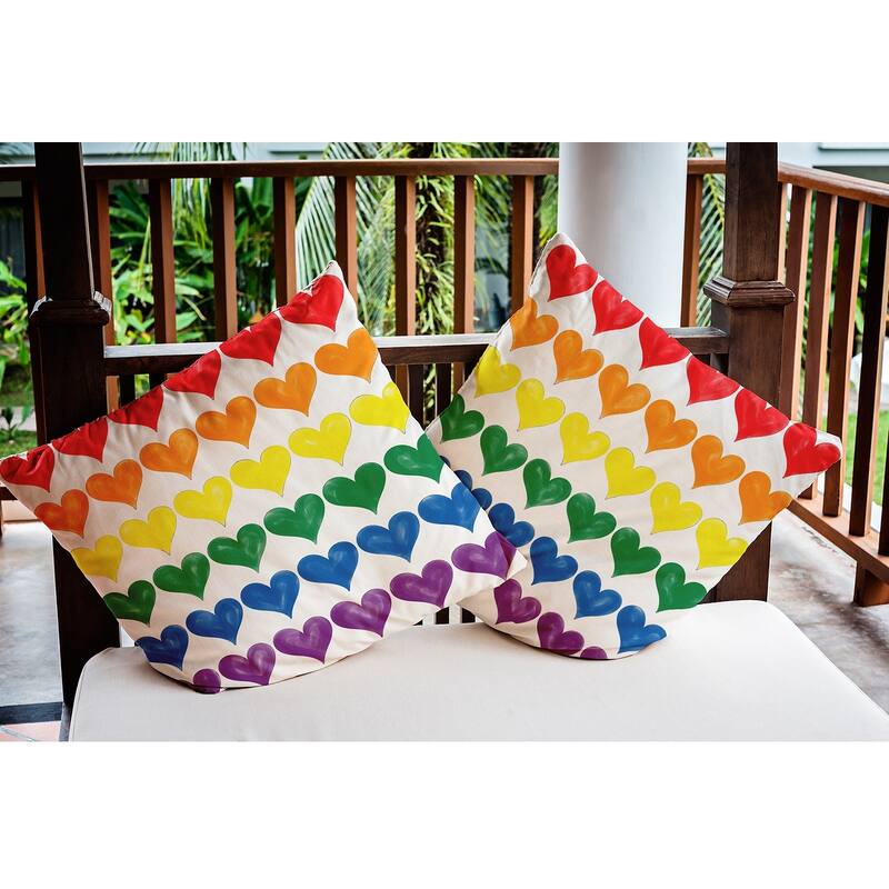 Pride Hearts Valentine's Day Decorative Indoor/Outdoor Pillow