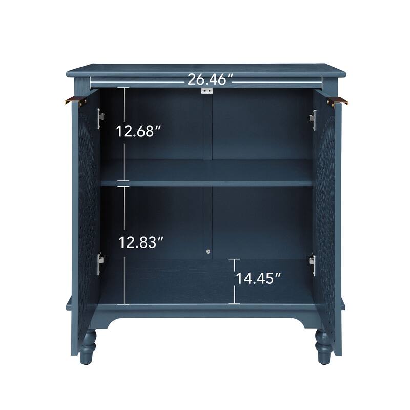 GDFStudio - Manchuria Crest American Style Hollow-Carved Storage Accent Cabinet with 2 Doors