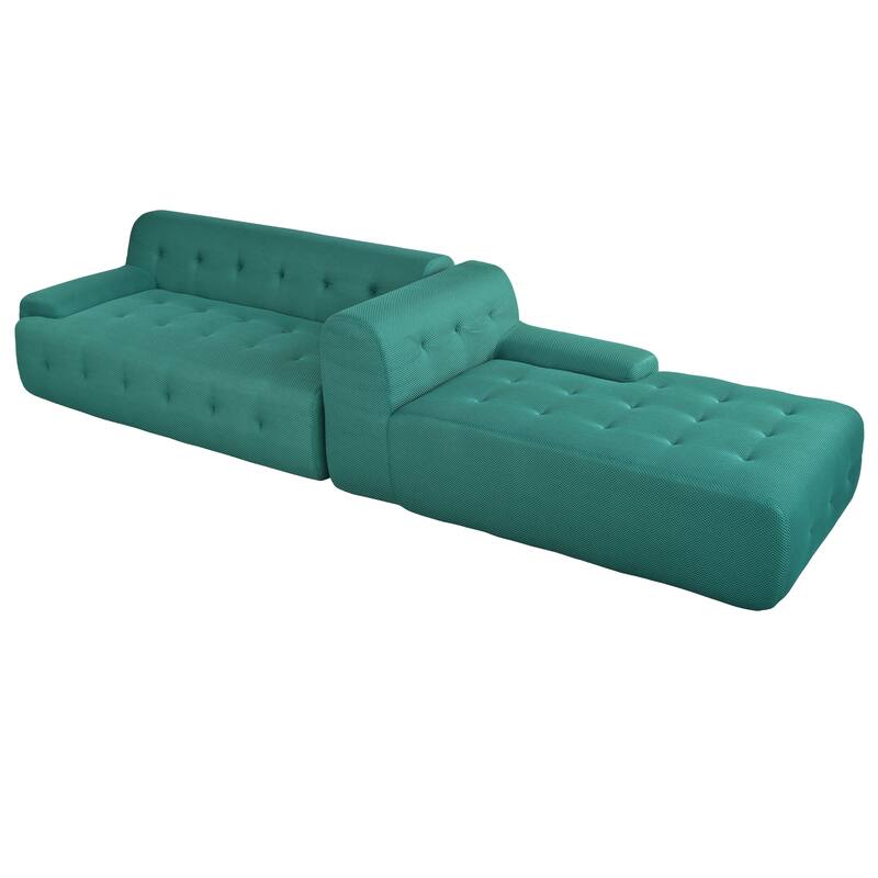 107" Polyester Mesh L-Shape Modular Sectional Sofa with Deep Seating and Pocket Spring Cushions