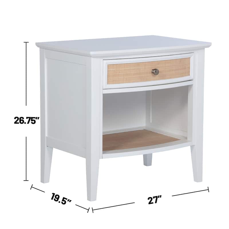 1 Drawer and 1 Shelf Wooden Nightstand in White