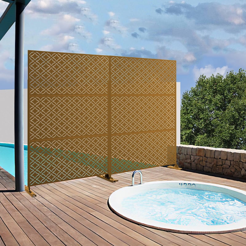 Metal Privacy Screen Wall Decoration Free Standing-6.3 ft. H X 4 ft. W