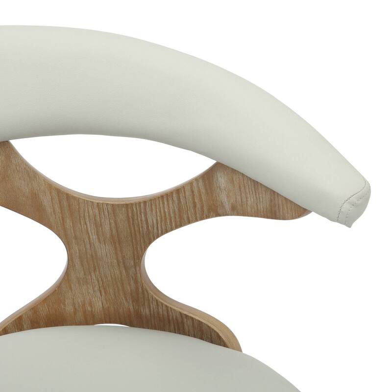 Dining Chairs Round Leather Seat with Solid Wood Legs Accent Arm Chair Modern Cut-Out Design