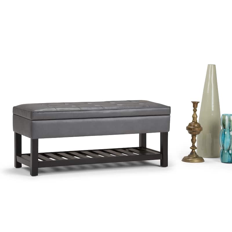WYNDENHALL Essex 44 inch Wide Transitional Rectangle Ottoman Bench - Stone Grey