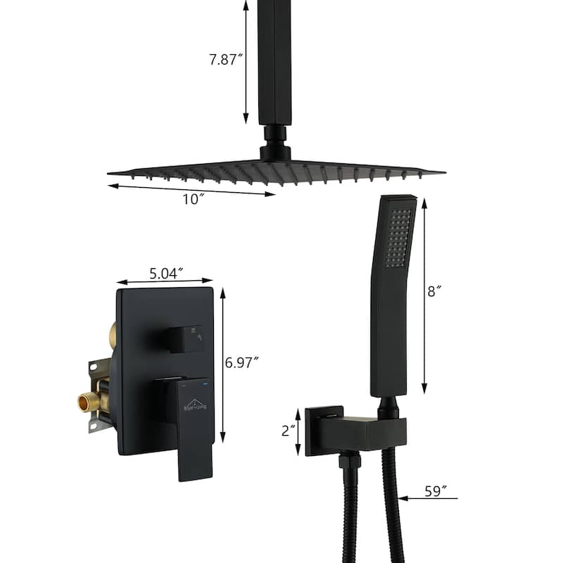 2-Function 10/12/16 In Ceiling Mounted Shower System