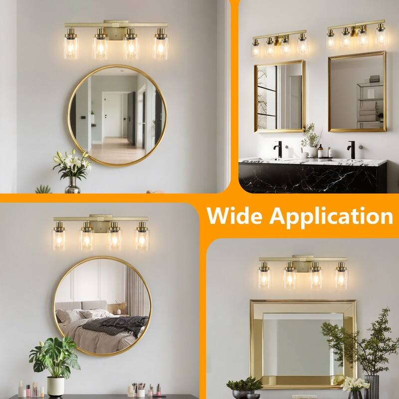 Bathroom Vanity Light With Clear Glass Shades For Vanity Mirror, Bathroom, Or Hallway