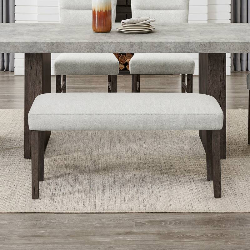 Roundhill Furniture Sorlen Contemporary Upholstered Dining Bench, Gray