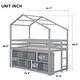 preview thumbnail 4 of 26, Twin Size Wooden House Loft Bed With Roof Frame, Under Bed Shelving Storage Unit, Guardrails, Ladder