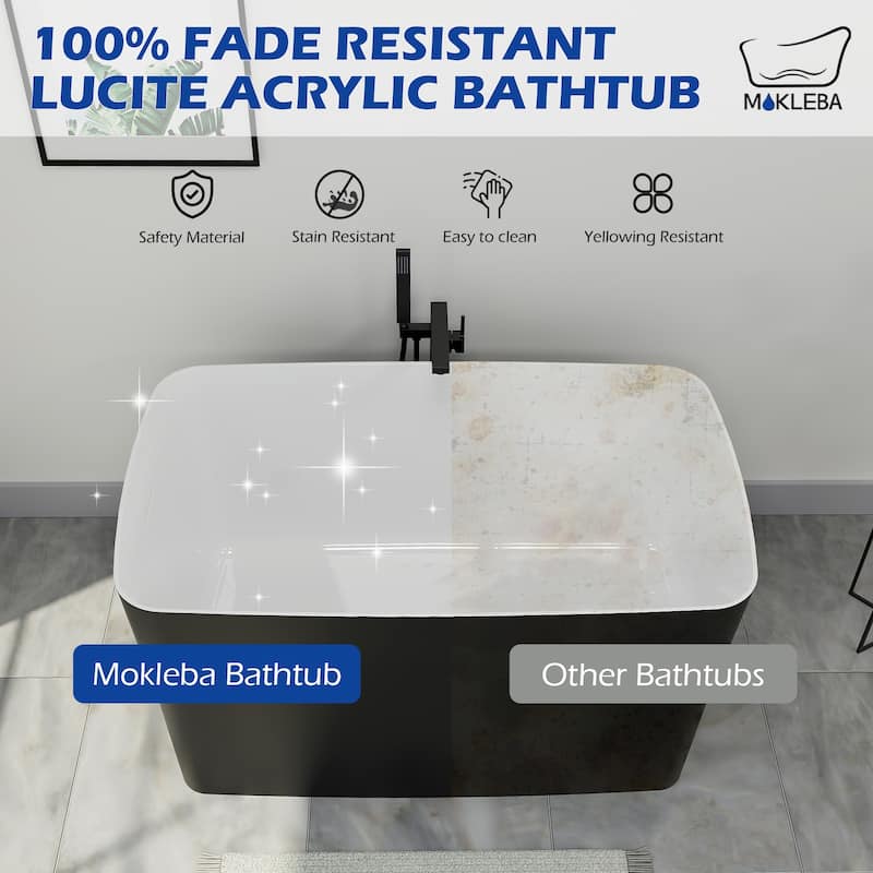 47 in.L x 27.55 in.W Japanese Soaking Acrylic Freestanding Flatbottom Bathtub Reversible Drain