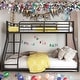 preview thumbnail 1 of 5, Twin XL Over Queen Metal Floor Bunk Kids Bed - Modern Design, Sloping Stairs, Space-Saving for Bedroom, Easy Assembly, Black Black