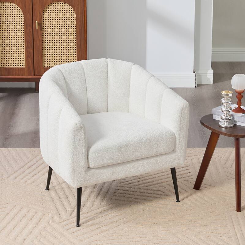 29.9" W Mid-Century Chenille Armchair with Metal Legs