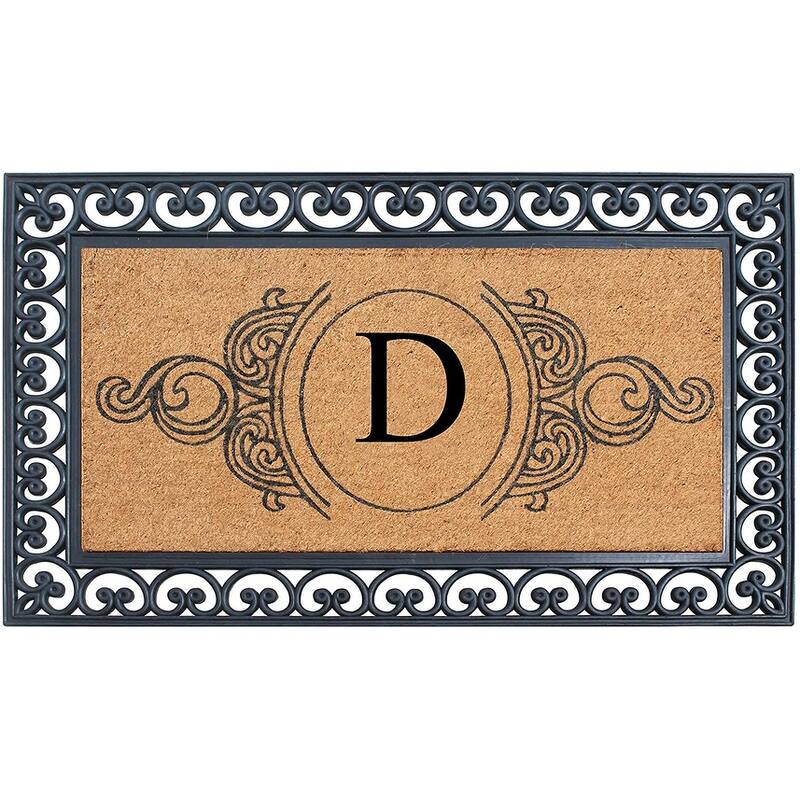 A1HC 30" x 48" Heavy-Duty Rubber & Coir Outdoor Doormat with Copper/Black Border – Large, Non-Slip Backing - D