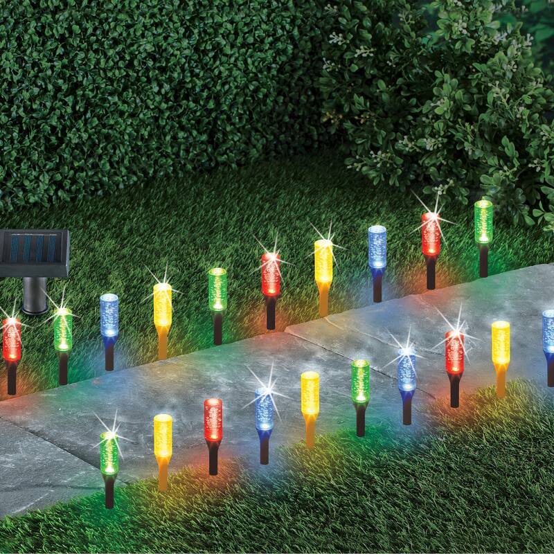 Solar Powered Color-Changing Bubble Path Lights - Set of 20 - 228.3 x 4.92 x 0.7 - Black - 228.3 x 4.92 x 0.7 - Plastic