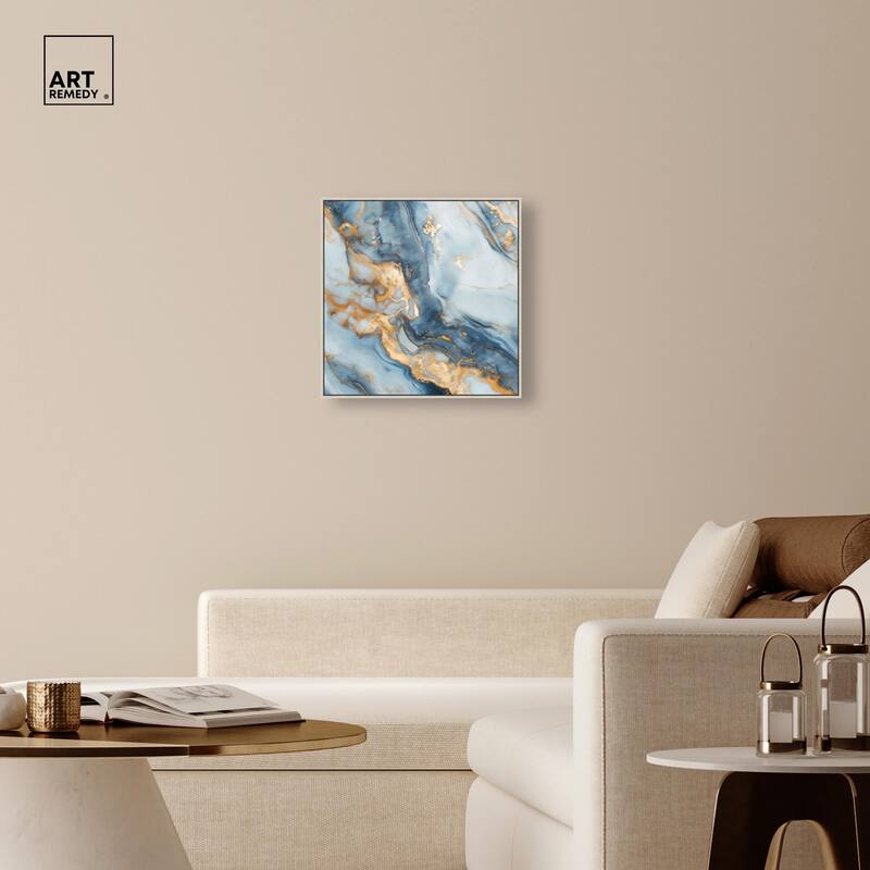 Golden Cloud Marble Canvas by Art Remedy