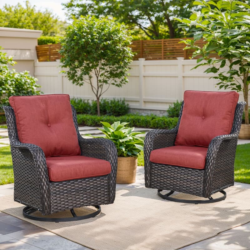 Gymojoy Wicker Swivel Glider Chair with Water-Resistant Olefin Cushions