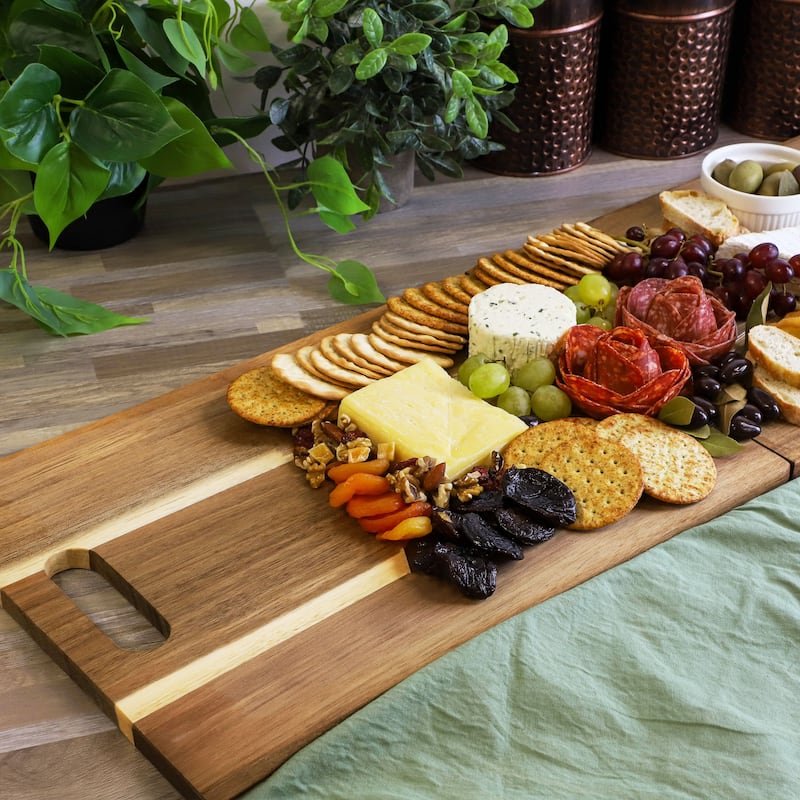 MegaChef 33 x 12 Inch Acacia Wood Folding Charcuterie Serving Board