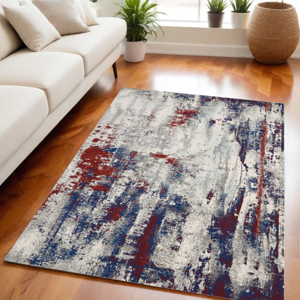 Hequ Abstract Modern Non Skid Stain Resistant Area Rug By HomeRoots - 87' X '63' X '0.5