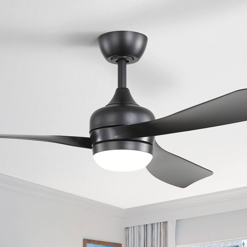 Sofucor 52 Inch Ceiling Fan With Light and Remote Brushed Nickel Low Profile Ceiling Fan 6 Wind Speed - 52in - Black