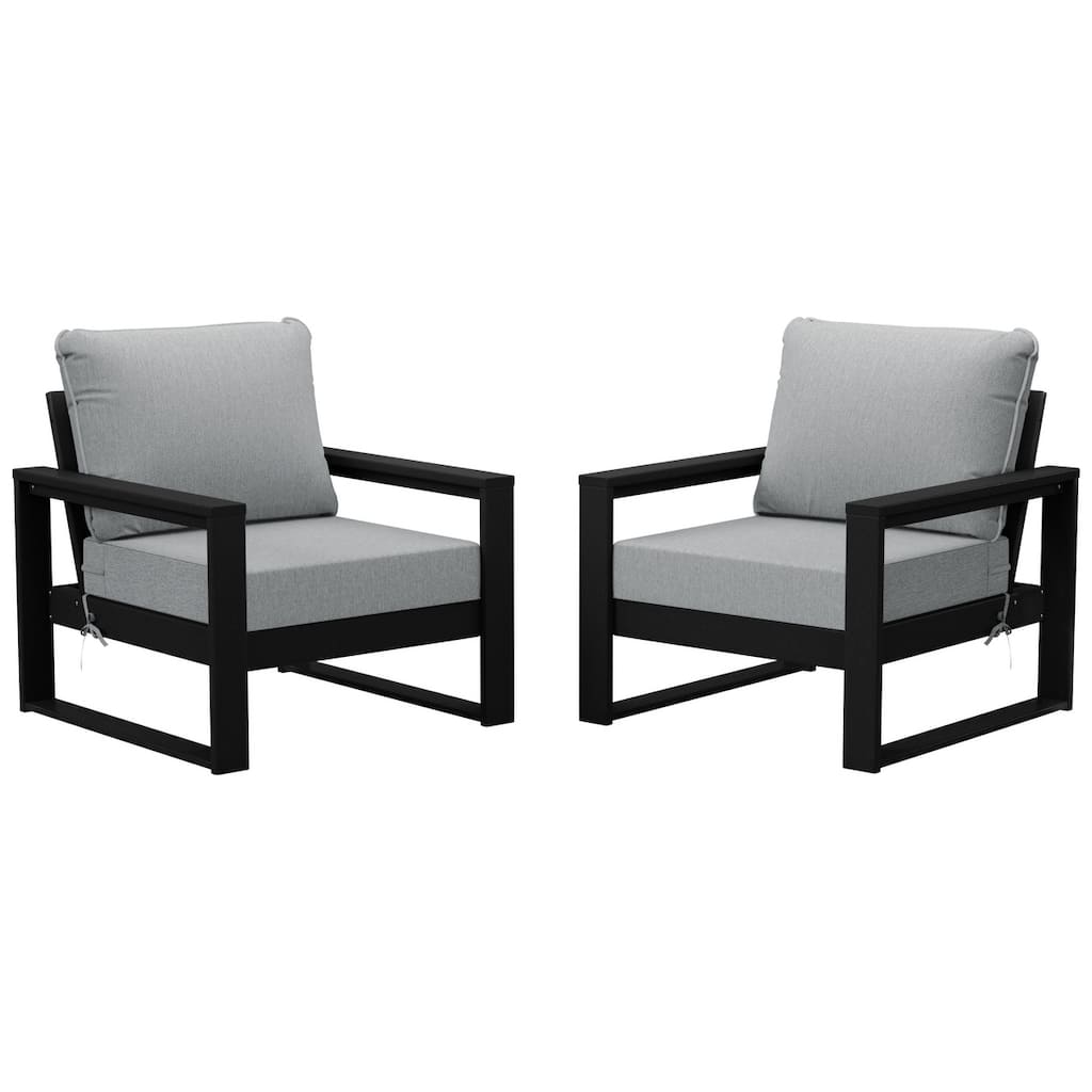 Endless Patio Deep Seating Club Chair with Black Frame (Set of 2)