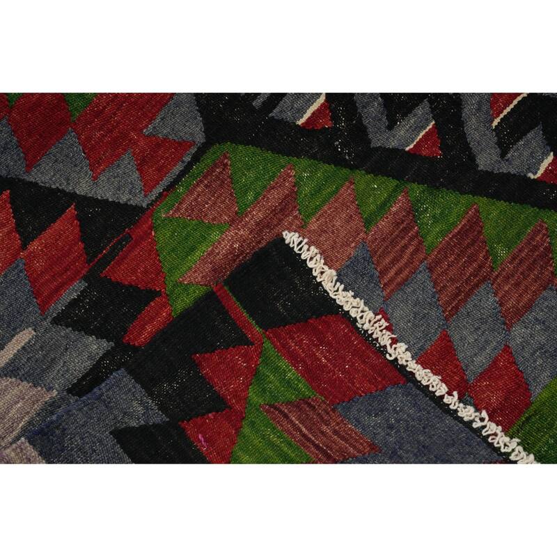 Hand Woven Oriental 100% Wool Carpet Southwestern Tribal Multi-Colored Kilim Area Rug - 10' 4'' X 5' 3''