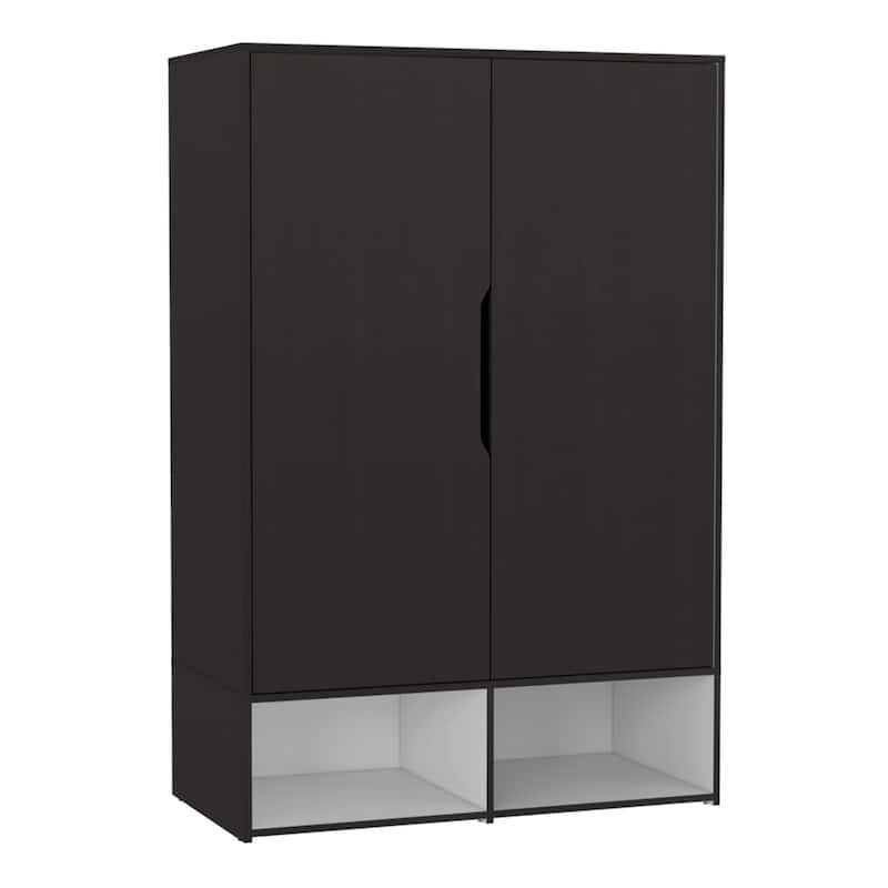 Rosie Armoire Two Door with Two Open Shelves, Five Shelves and Hanging Rod - N/A