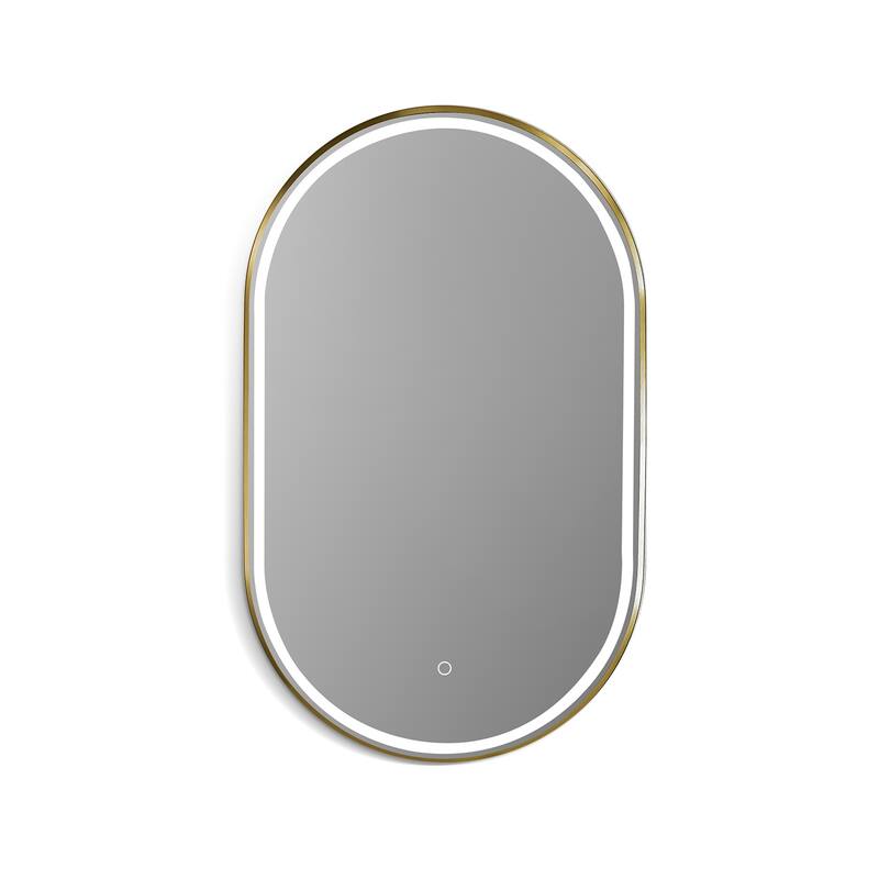 Altair Oleggio Oval Framed in Matte Black Vanity LED Lighted Wall Mirror - 36 in.