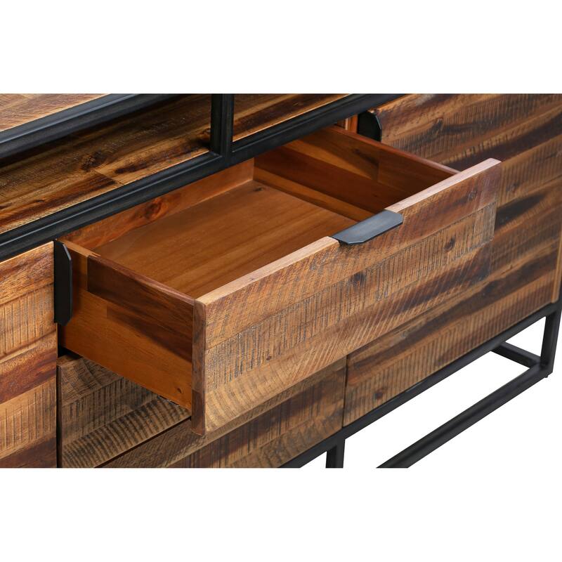 Ludgate 66" Modern Farmhouse Solid Acacia Wood 3 Drawer Sideboard Buffet Storage Cabinet