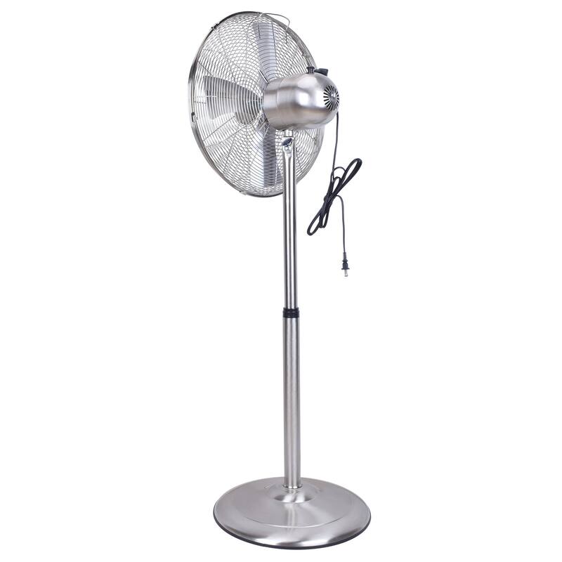 16 in Metal Stand Fan,Classic Design, Pure Copper Wiring Motor, 4 Aluminum Blade, Nickle-plating Brushed Finish