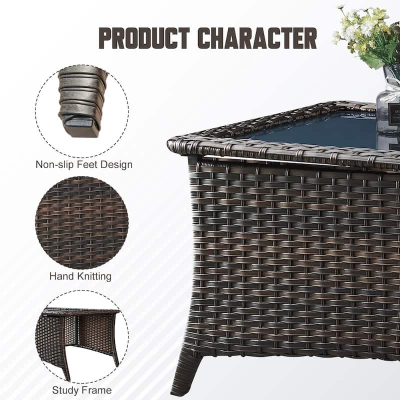 Elegant Wicker Outdoor Coffee Table with Storage
