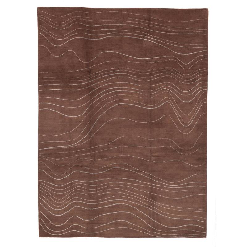 ECARPETGALLERY Hand-knotted Opulence Dark Brown Silk, Wool Rug - 9'0 x 12'0