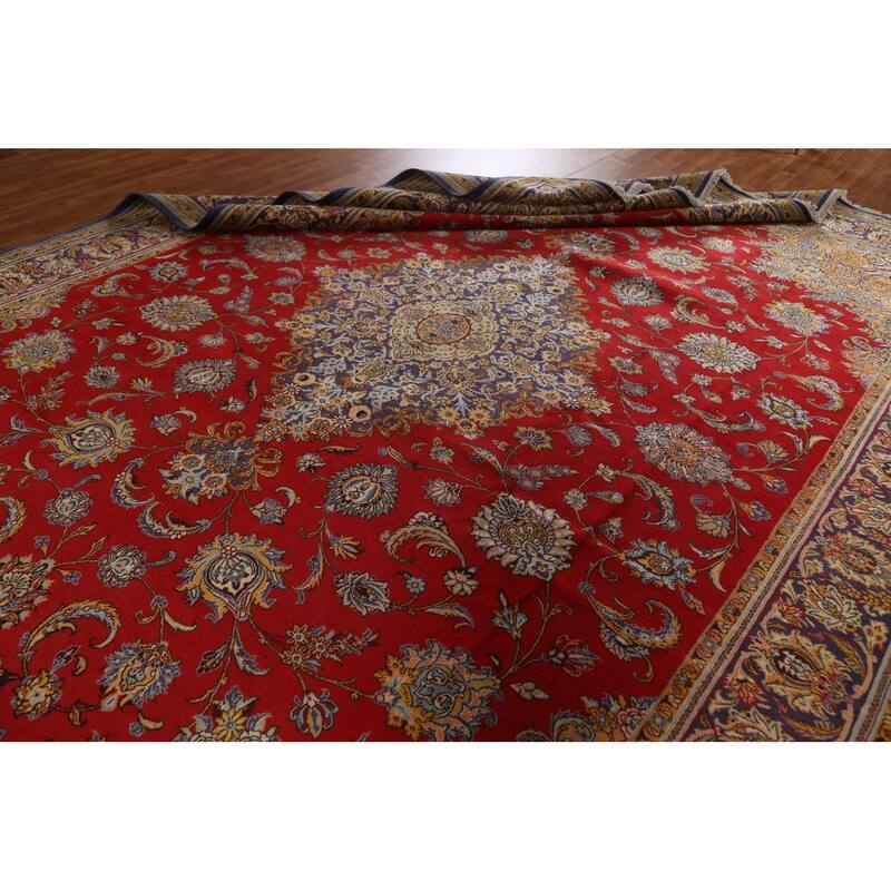 Traditional Floral Shahreza Persian Area Rug Hand-knotted Wool Carpet - 10'4" x 13'10"
