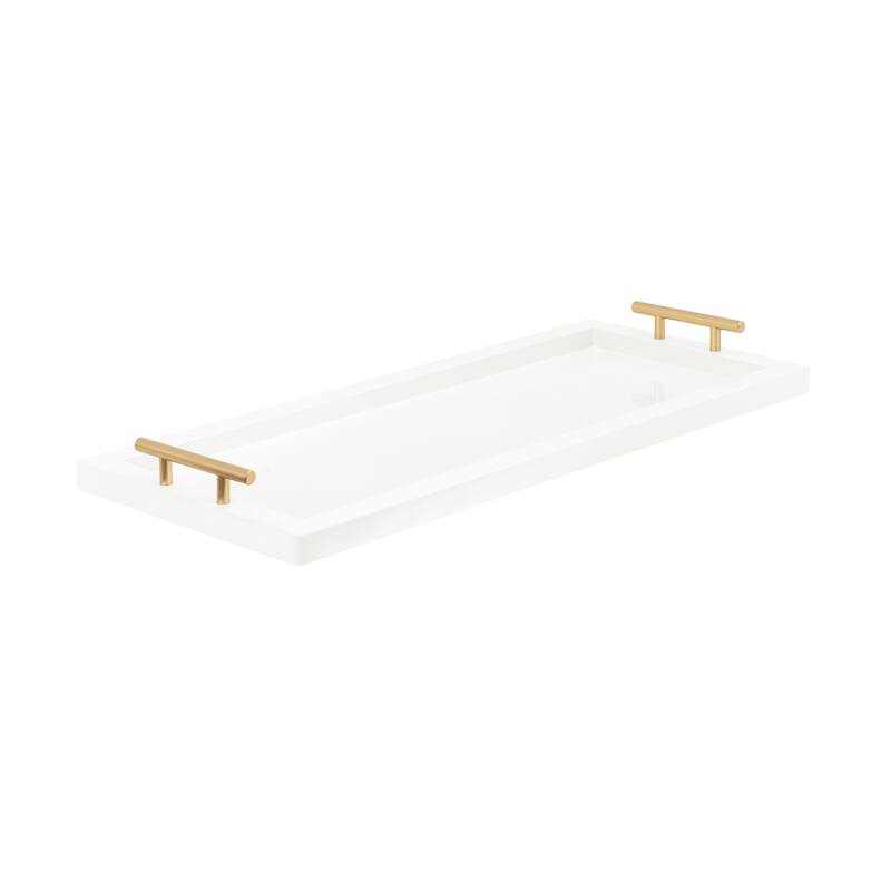 Kate and Laurel Halsey Wood Rectangle Decorative Tray - 10x24 - White